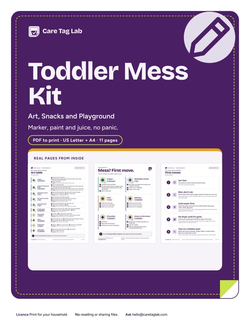 Toddler Mess Kit: Art, Snacks and Playground